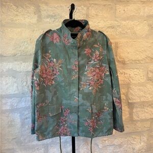Jealous Tomato-Floral Utility Jacket in Green and Pink